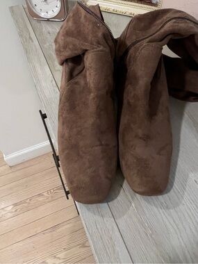 Light Brown Suede-Look Ankle Boots
